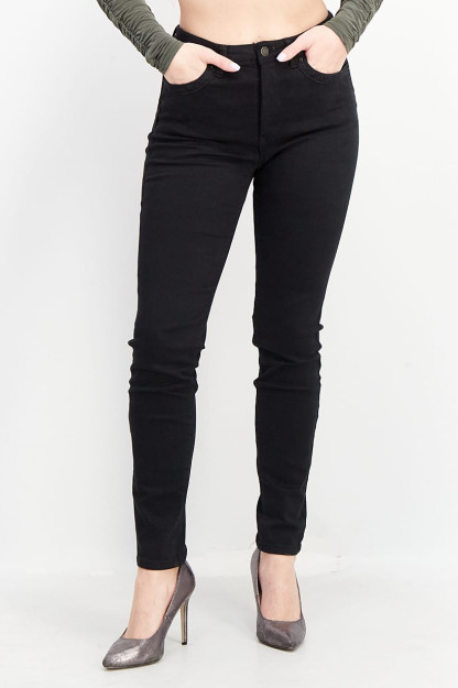 Ayollar uchun qattiq qattiq elastik Denim, qora