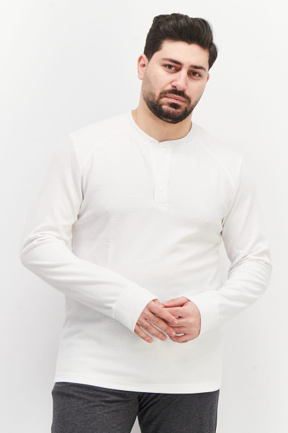 Мужская спортивная рубашка Henley с длинным рукавом для тренировок, белая