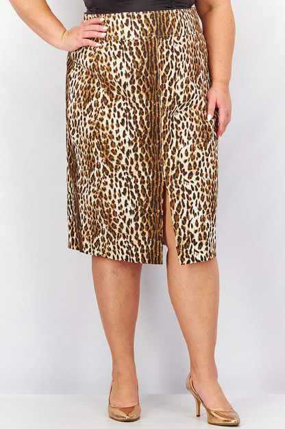 Leopard bosilgan ayollar Maxi yubkasi, jigarrang, qora va oq