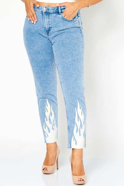 Джинсовая ткань Women Mom Fit без стрейча, синяя