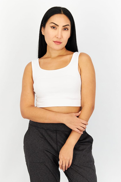 Ayollar uchun sport kiyimlari, mos keladigan yoga tepasi, oq