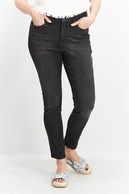 Ayollar uchun elastik Denim oddiy kesilgan quyuq yuvilgan Denim, qora