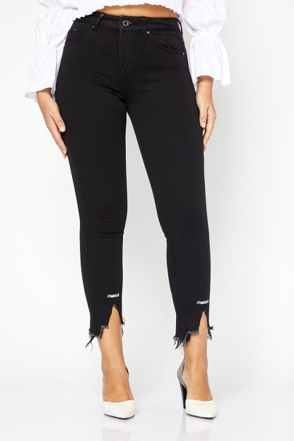 Ayollar uchun qattiq rangli jinsi shimlar, qora
