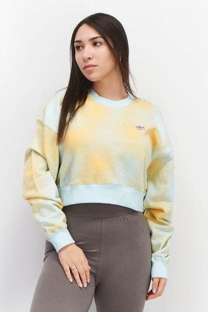 Женская спортивная одежда с круглым вырезом и длинным рукавом Tie Dye Top, бирюзовый/коричневый
