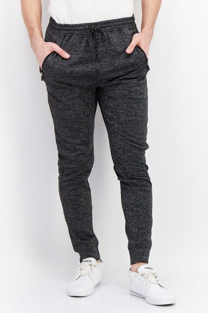 Oddiy kesilgan Heather Jogger erkaklar yugurish shimlari, qora