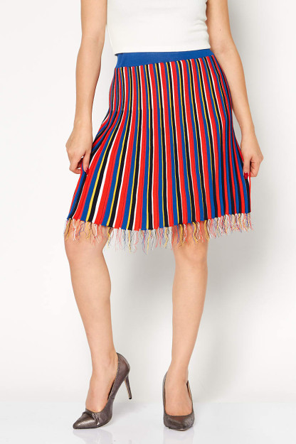 Женская мини-юбка в полоску, красная/темно-синяя