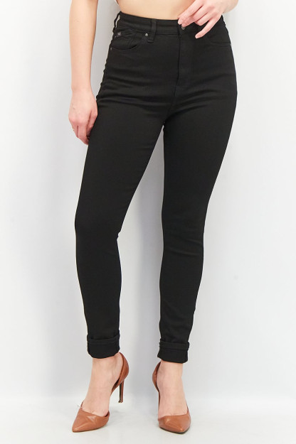 Ayollar uchun mos kostyum, baland bo'yli cho'zilgan Denim, qora