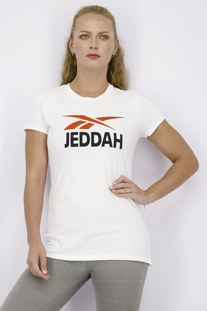 Jeddah Brang logotipli ayollar ko'ylagi, oq