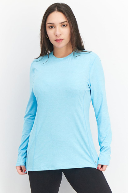 Женская спортивная одежда Fit Heather с длинным рукавом, бирюзовый