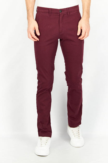 Erkaklar uchun qattiq tekis Chino cho'zilgan material, Bordo
