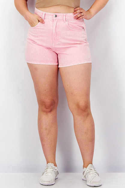 Короткие однотонные джинсы Women Mom Fit, неоново-розовые