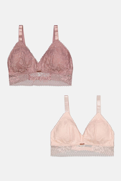 2 qismli teksturali astarli ayollar uchun bralette, shaftoli/binafsha rang