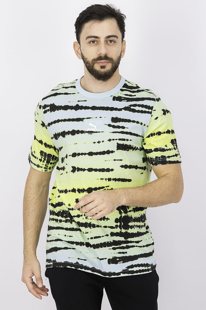Мужская футболка спортивного покроя с короткими рукавами Tie Dye AOP, комбинированная сине-желтая