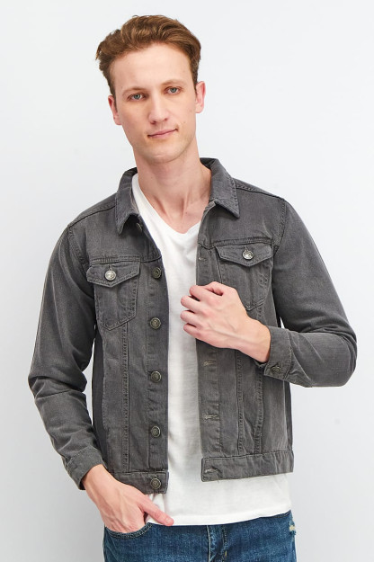 Erkaklar yuvilgan Denim ko'ylak oddiy uzun yengli qora yuvish