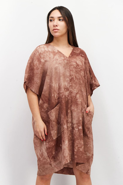 Женское мини-платье Tie Dye, коричневое комбинированное