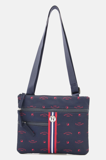 Brend logotipi tushirilgan ayollar uchun elkama-sumka, 21v X 26l x 2w sm, to'q ko'k