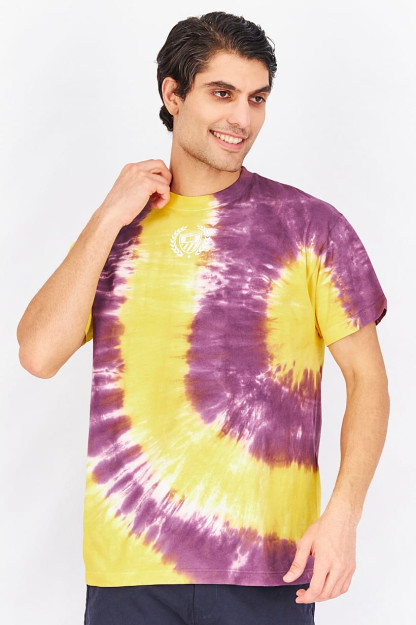 Мужская спортивная футболка Tie Dye Fit, желтая/фиолетовая