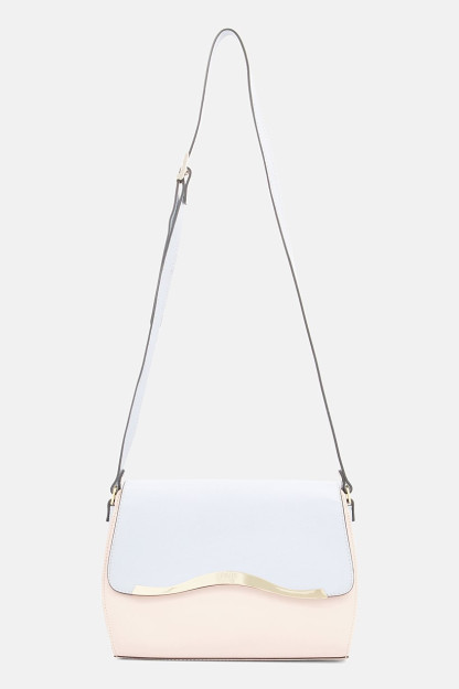 Ayollar uchun charm elkama-sumka, 19v X 28l x 8w sm, pushti / och ko'k