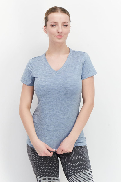 Женская футболка Heather с V-образным вырезом и коротким рукавом, темно-синий