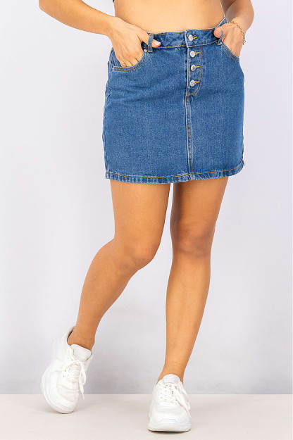 Ayollar yuvilgan Denim yubka, Denim ko'k mato