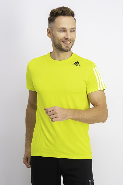 Fit 3 Stripe Training Tee erkaklar sport futbolkasi ohak sariq
