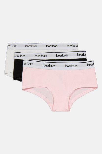 Женские трусики Booty с логотипом бренда 3 Pack, белый/Черный/розовый