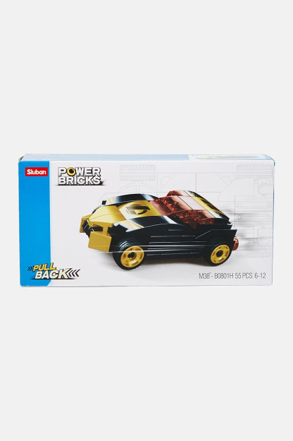 Power Bricks Pull Back seriyali poyga avtomobili, oltin / qora