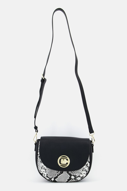 Brend logotipi tushirilgan ayollar uchun elkama-sumka, 18v x 22.5 L x 10W sm, qora kombinatsiyalangan