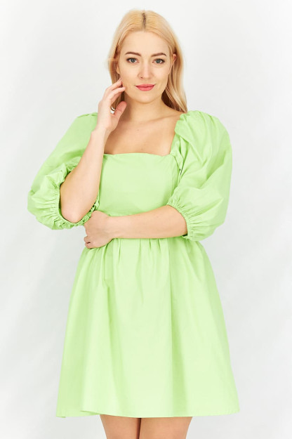 Limonli yashil rangdagi ayollar monofonik mini kechki libos