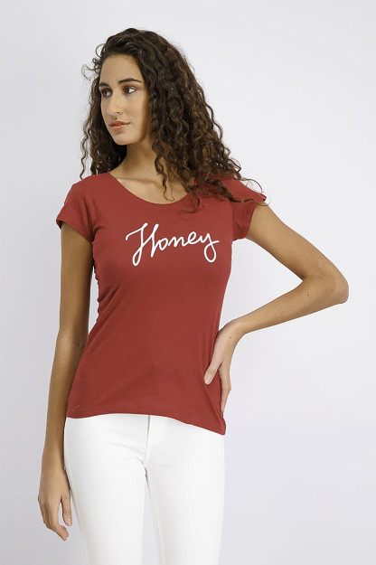 Женская футболка Honey, бордовый