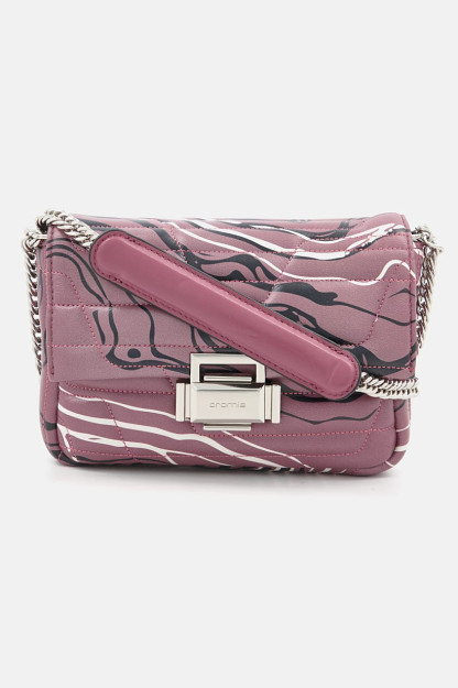 Ayollar uchun grafik bosma elkama-sumka, 13v X 19l x 5W sm, Lilac / qora