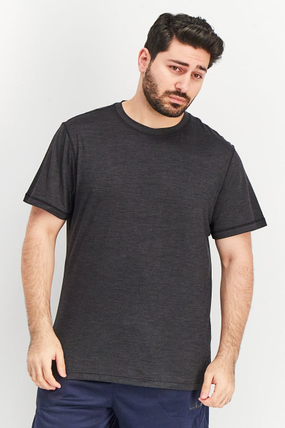 Slim Fit erkaklar uchun qisqa yengli mashg'ulot futbolkasi, qora Xezer