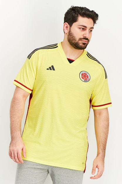 Fit Columbia 22 Home Authentic Football Jersi erkaklar uchun sport kiyimlari, sariq / qizil / qora