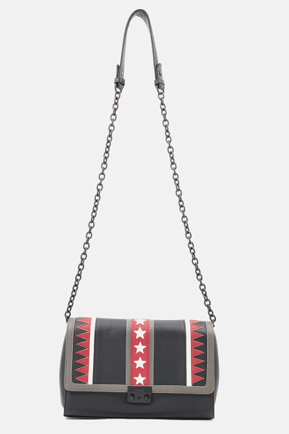 Ayollar uchun teksturali elkama-sumka, 28l x 16V X 6w sm, qora kombinatsiyalangan