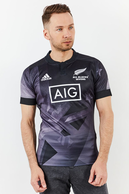 Мужская спортивная одежда с коротким рукавом Black Ferns Seven, черная комбинированная футболка
