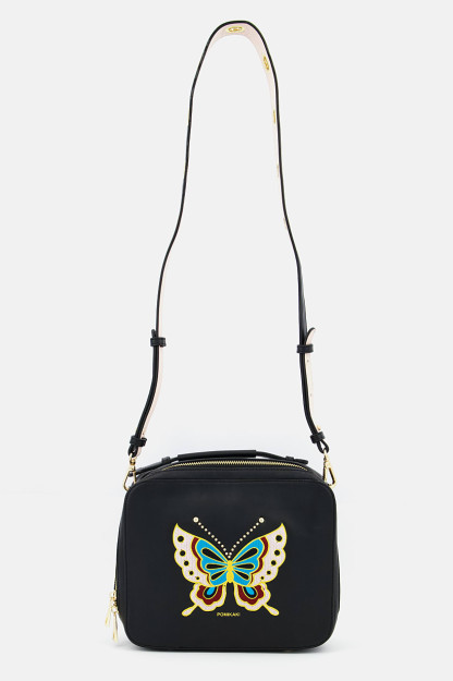 Kashta tikilgan ayollar uchun elkama-sumka, 24 L x 20 H X 9 W sm, qora