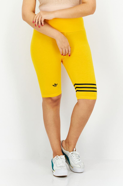 Ayollar uchun baland bo'yli biker leggings, qisqa, sariq