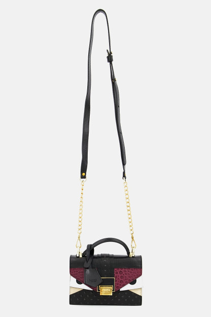 Hayvon naqshli ayollar uchun elkama-sumka, 17 L x 12 H x 6 W sm, qora kombinatsiyalangan
