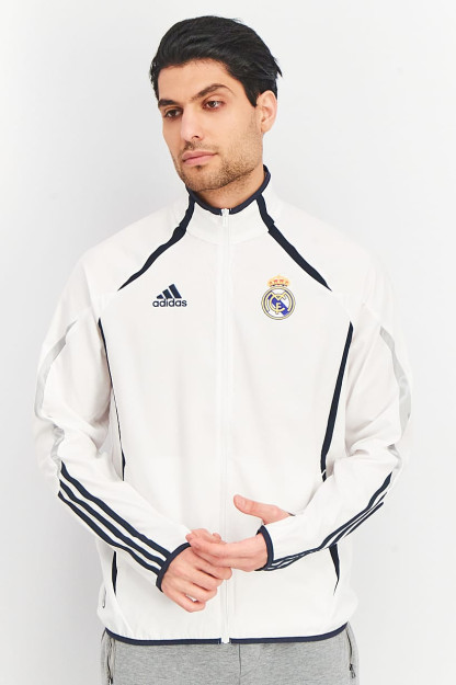 Мужская спортивная одежда, тренировочная футбольная куртка Real Madrid Teamgeist, белый/черный