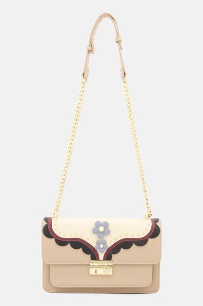 Zargarlik buyumlari bilan ayollar uchun elkama-sumka, 19v X 28l x 7w sm, bej