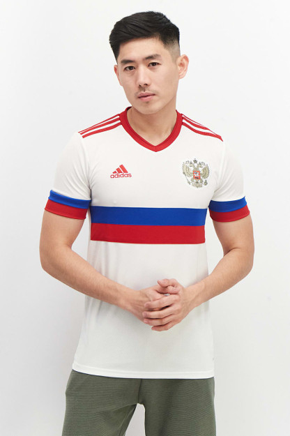 Fit Training Jersey erkaklar uchun sport kiyimlari, qisqa yengli futbolka, oq / qizil kombinatsiyalangan