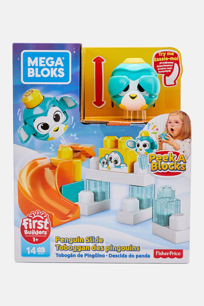 14 штук Peek a Blocks Penguin Slide с большими строительными блоками, набор строительных игрушек, Синий Комбинированный
