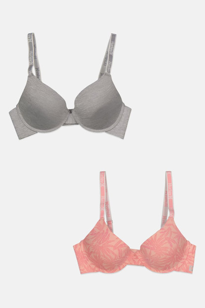 Pushti / kulrang 2 qismli bosma ayollar uchun Push-up sutyen