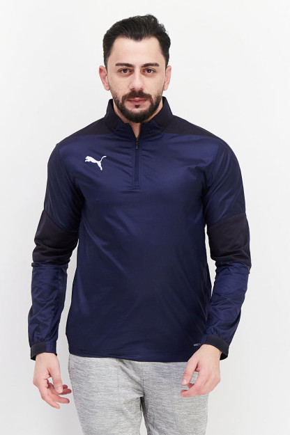 To'q ko'k rangdagi uzun yengli baland bo'yinli erkaklar sport ko'ylagi