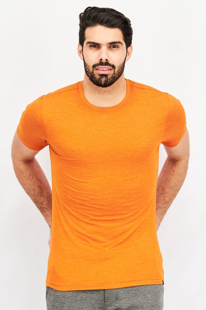 Мужская тренировочная футболка Slim Fit с коротким рукавом оранжевого цвета