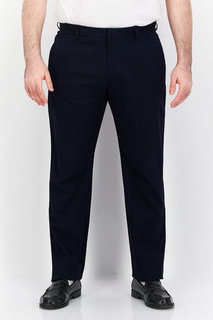 Erkaklar uchun tekis rangli Chino 4 cho'ntakli Slim Fit, to'q ko'k