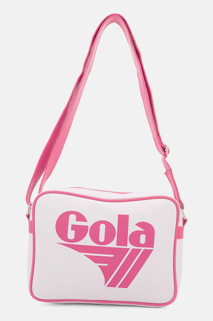 Brend logotipi ayollar uchun elkama-sumka, 22V x 30l x 8w sm, pushti / oq