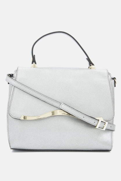 Brend logotipi tushirilgan ayollar uchun elkama-sumka, 22V x 27l x 8w sm, kumush