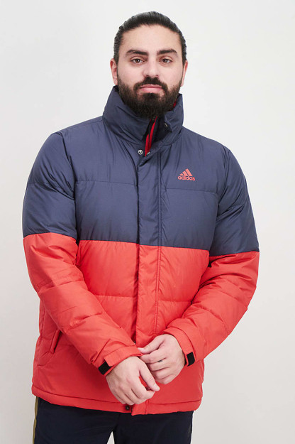 To'q ko'k va qizil rangdagi kviling matodan tikilgan erkaklar sport ko'ylagi