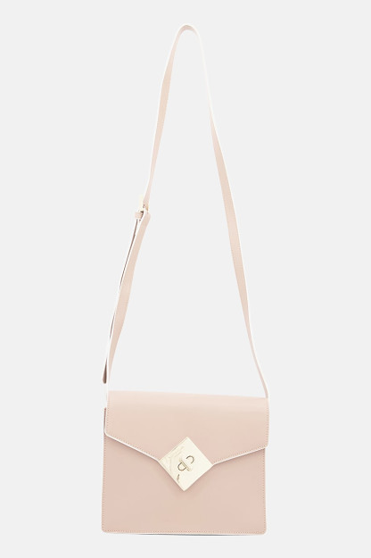Brend logotipi tushirilgan ayollar uchun elkama-sumka, 17v X 22l x 8w sm, bej